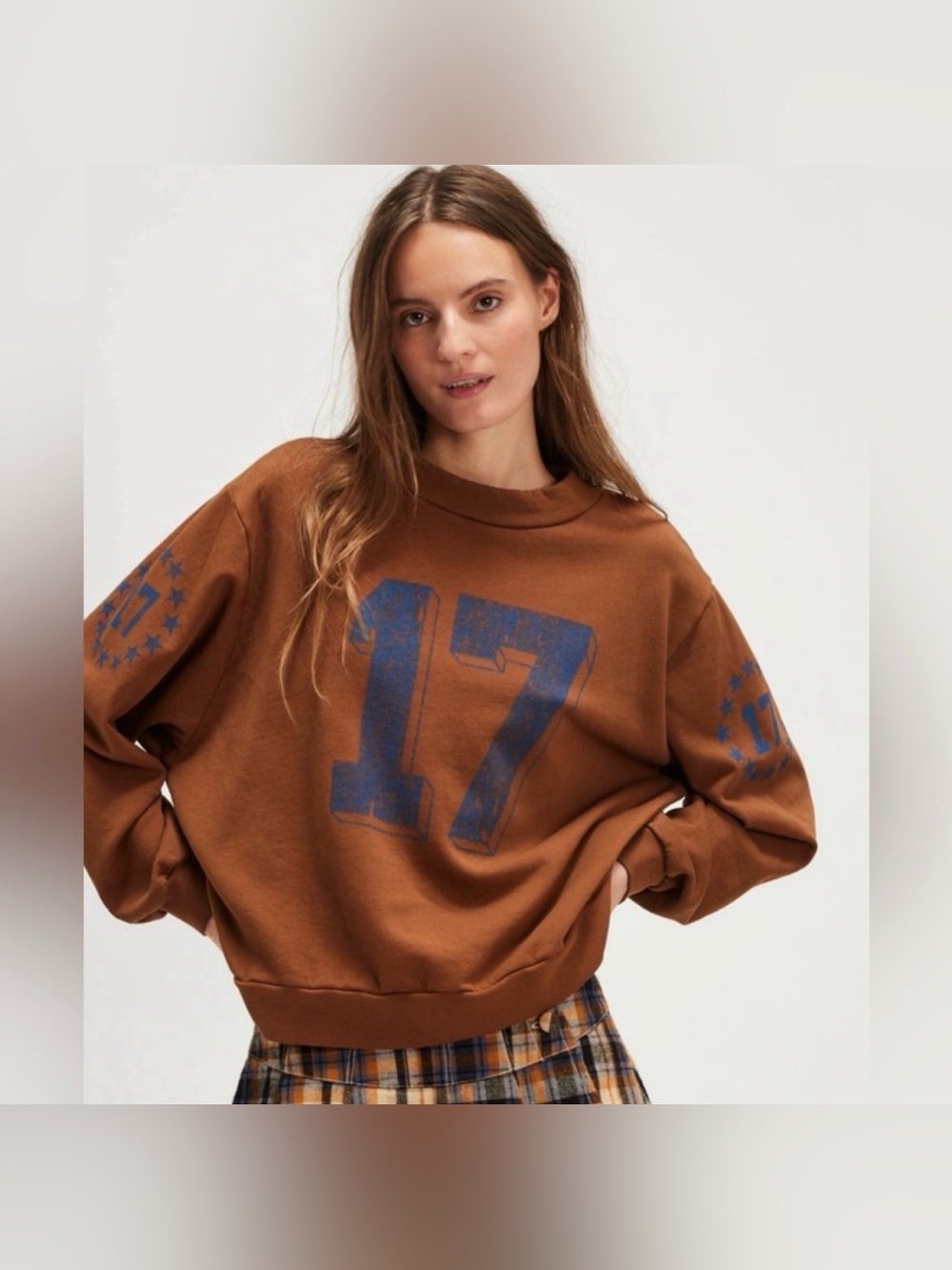 NWT Free People Ragabond Halftime Sweatshirt Brown size Medium or Large